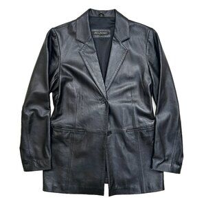VINTAGE | Rem Garson Black Leather Blazer | Size L
